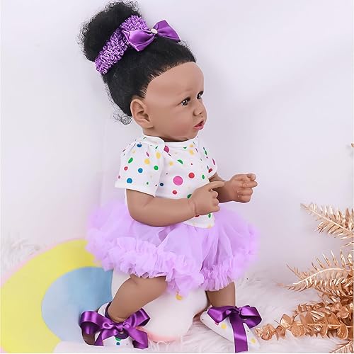 Miniatura 5 de MAIHAO Muñecas de bebé Reborn realistas para niñas, muñeca Reborn negra, cuerpo suave, realista, afroamericana, recién nacida, muñeca de bebé bebé