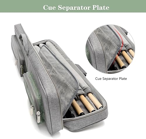 Miniatura 5 de Funda rígida para taco de piscina de 2 x 33 x 54 x 4 con correas para el hombro y asa para tacos de piscina y accesorios