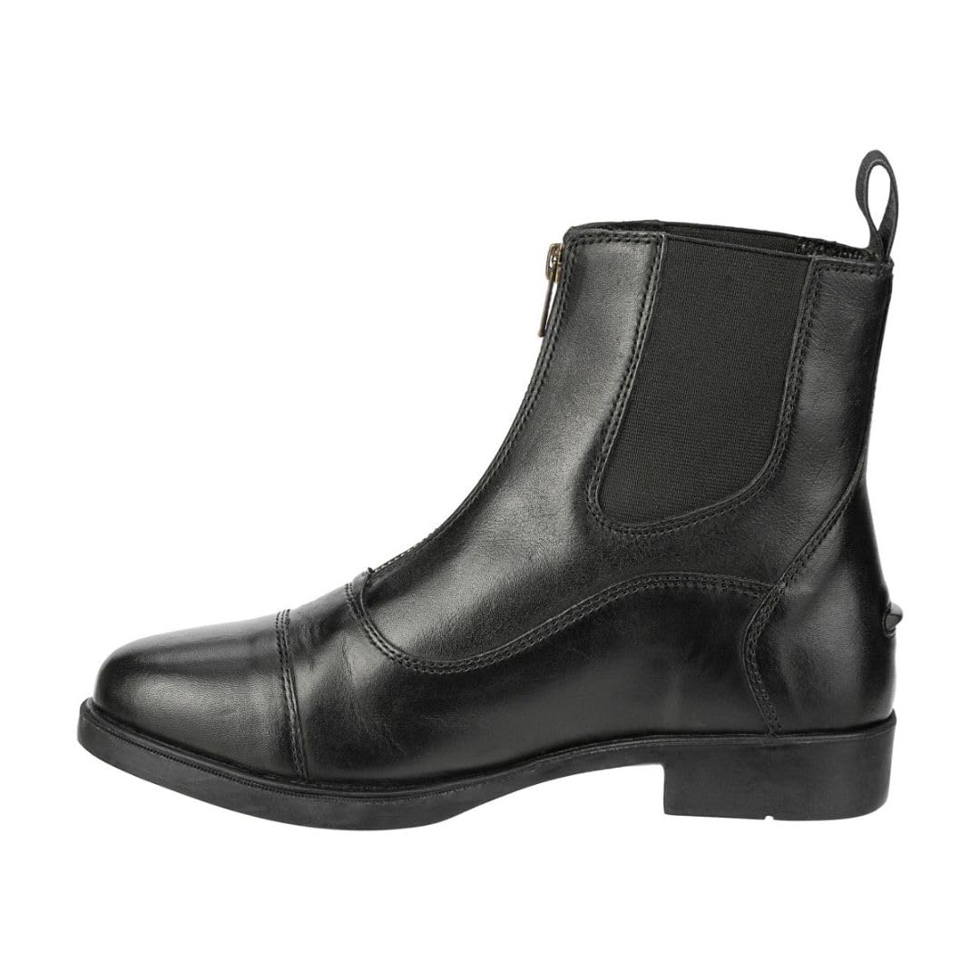 Leder-Stiefeletten Frontzip Leather – Schwarz – Gr. 29-46
