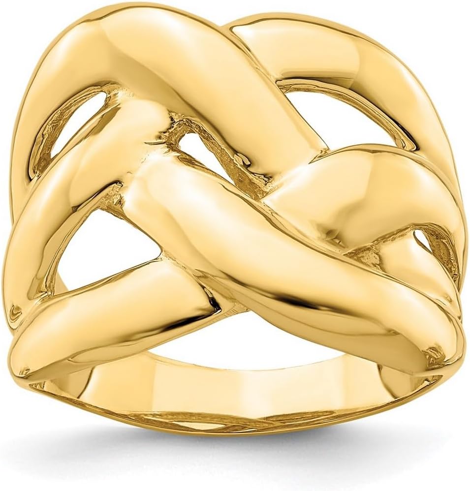 JewelryWeb 14k Gold Bold Basket Weave Dome Ring High Polish Size 7 Ring for Women