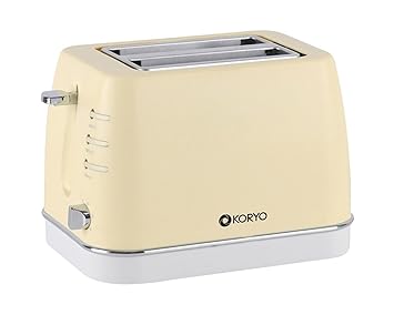 Koryo KPT1367BCY 2 Slice Pop up Toaster - Yellow - 750 W with Reheat & Defrost Function