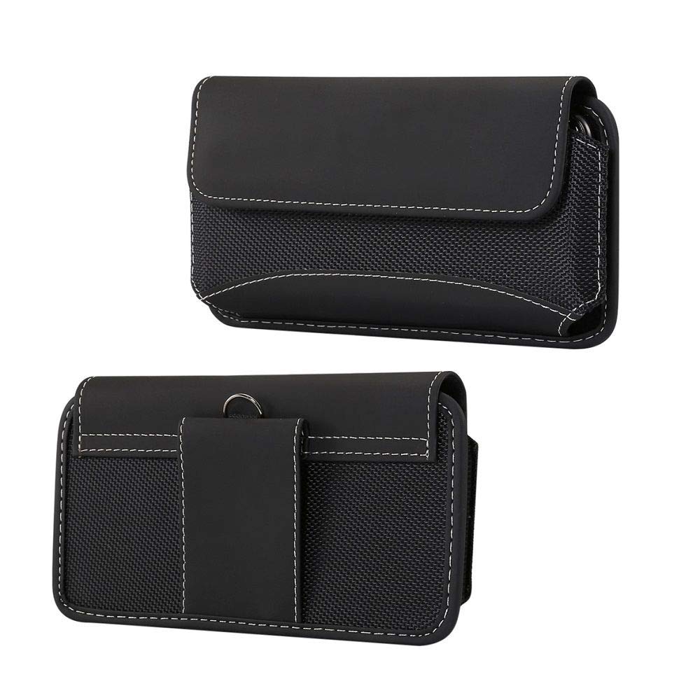 DFV mobileÉtui Housse Ceinture Horizontal Nouveau Design Cuir & Nylon for F(X) TEC Pro 1 (2019) - Noir