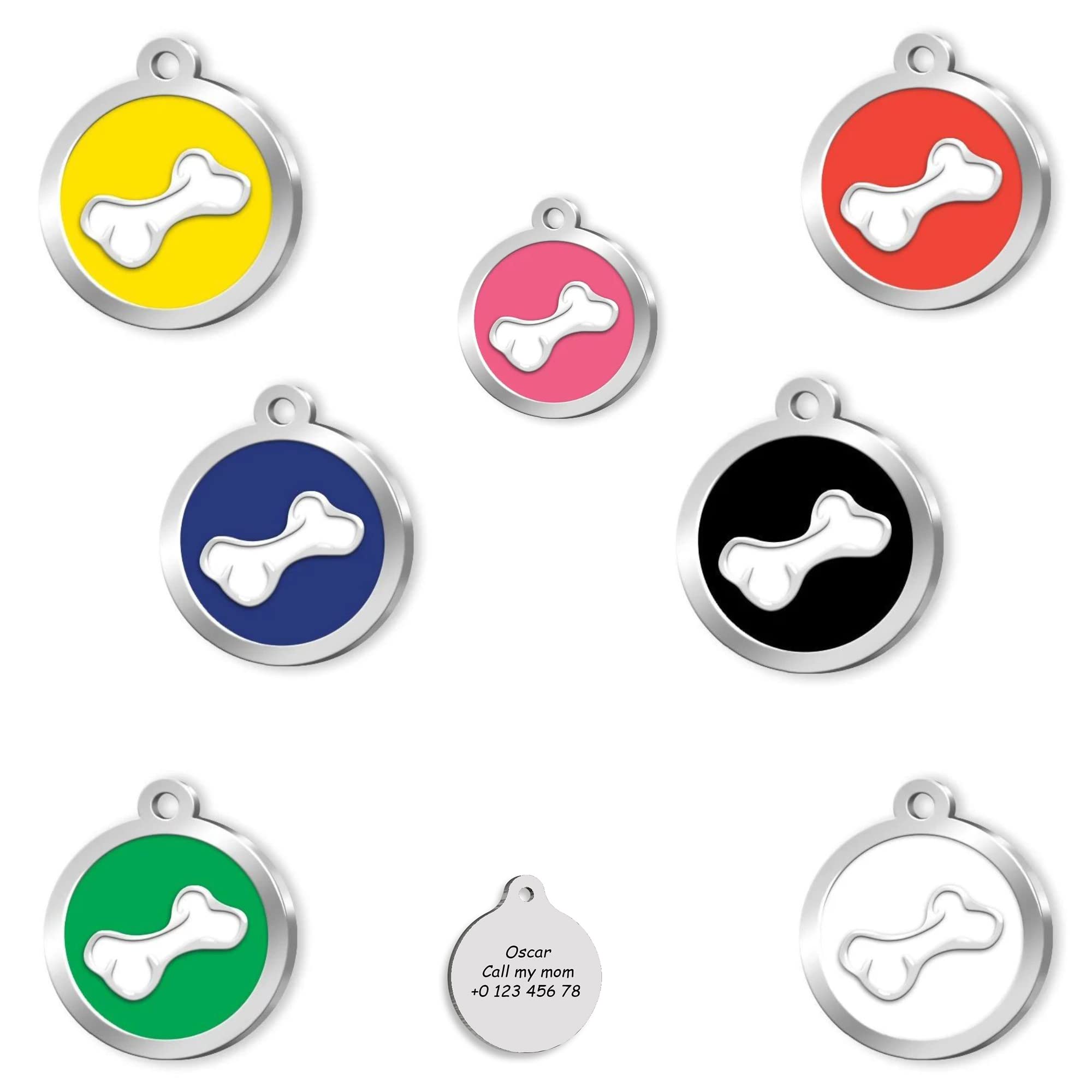 Bone Dog id Tag - Silver Plated Pet Tags - Silver Plated Dog Name Tag - Personalized Pet Tag - Customized Dog Cat Tag - ID Tag for Dog - Custom Dog Name Tag (Green)