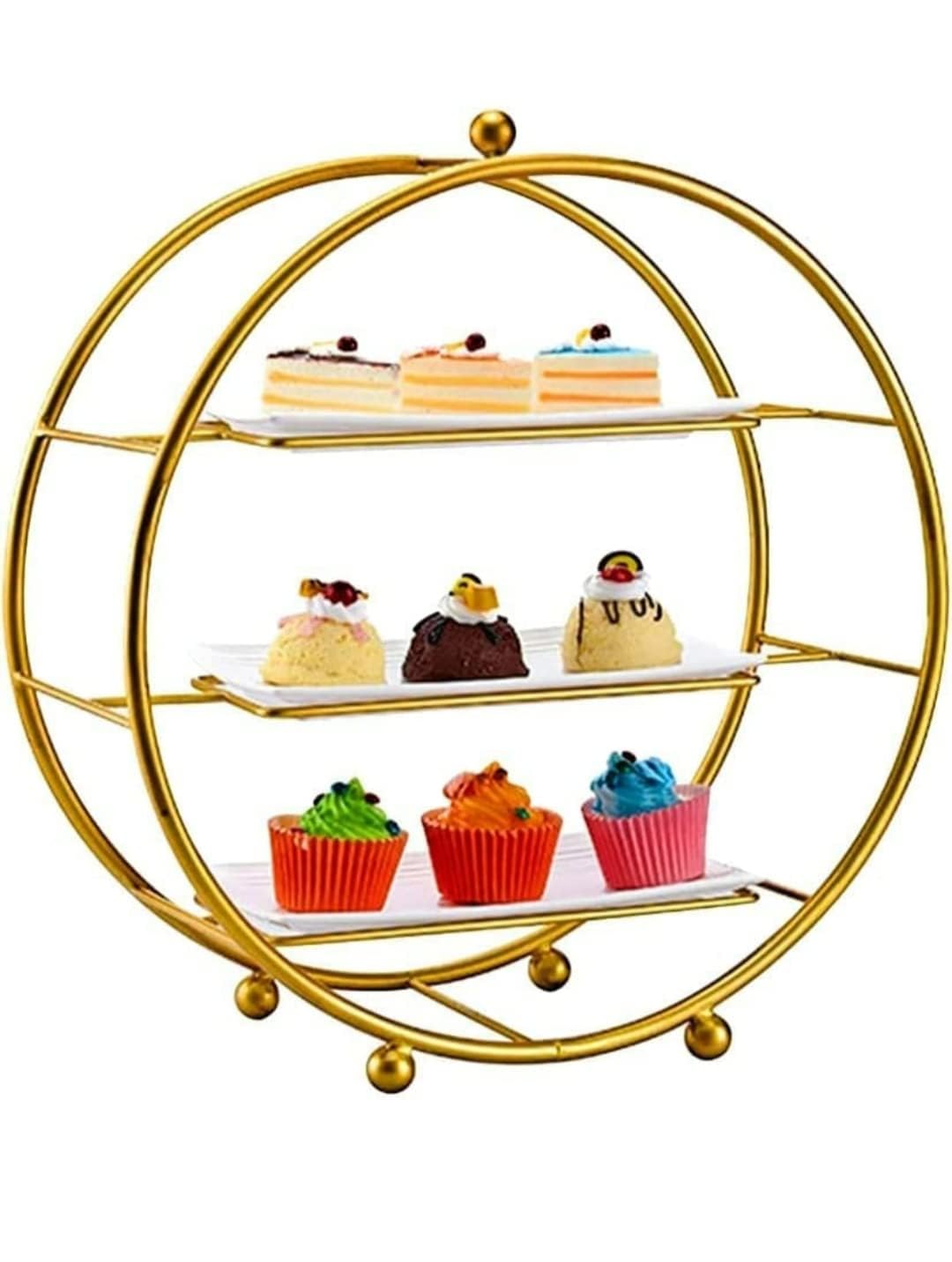 Metal Snacks Organiser Buffet Server Gold and White