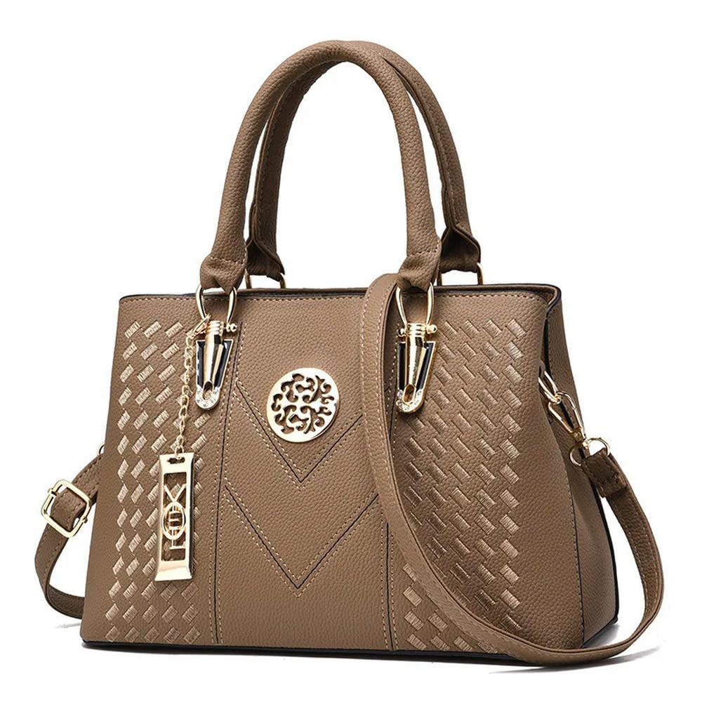ZBDZSW Bolsos de Marca de diseñador Famosos Bolsos de Cuero para Mujer Bolsos de Mano de Lujo para Mujer Bolsos de Hombro de Moda Regalo Khaki