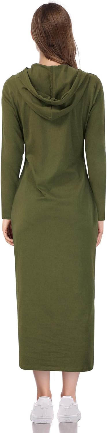 MISSKY Women's Casual Pocket Slim Pullover Maxi Hoodie Dress - Image 4