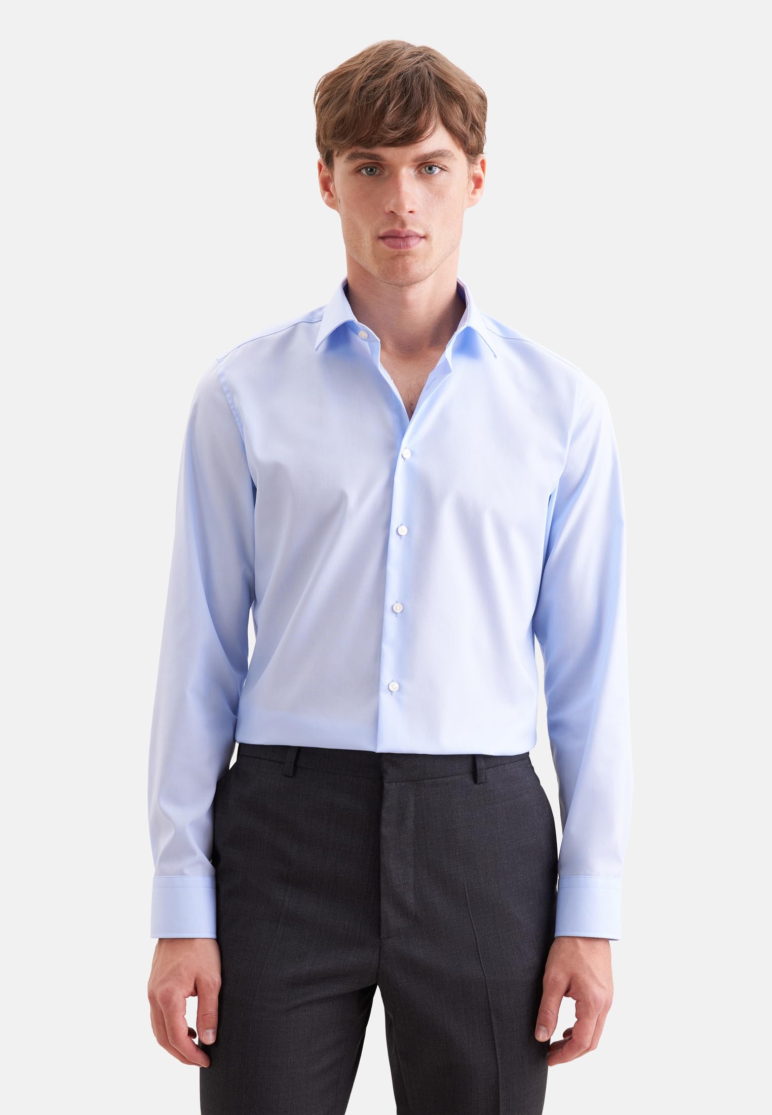 Seidensticker Herren Business-Hemd - Shaped Fit - Bügelfrei - Kent Kragen - Langarm - 100% Baumwolle