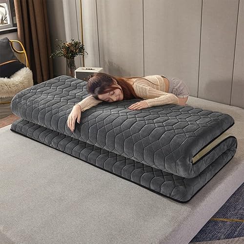 Miniatura 2 de KKCD Colchón de futón suave japonés plegable para suelo colchón enrollable tatami cubrecolchón de cama individual doble portátil para viajes