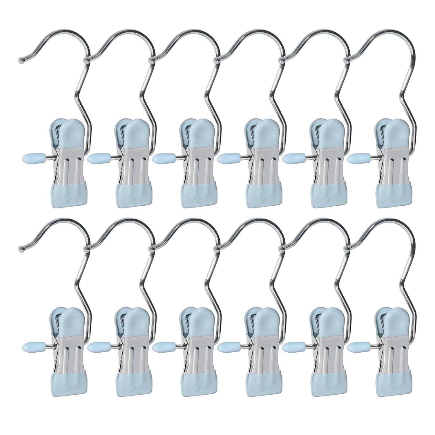 ROKTRY Upgrade Double Head Clamp Dipped Clothespin Laundry Hooks with Clips, Multifunctional Portable Boot Holder Hangers, Space Saving Single Clip Hanging Hooks for Jeans, Hats, Socks, Towels-image-25