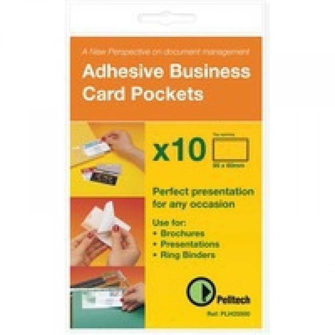Pelltech60mm x 95mm Business Card Pocket Open Top - Transparent (Pack of 10)
