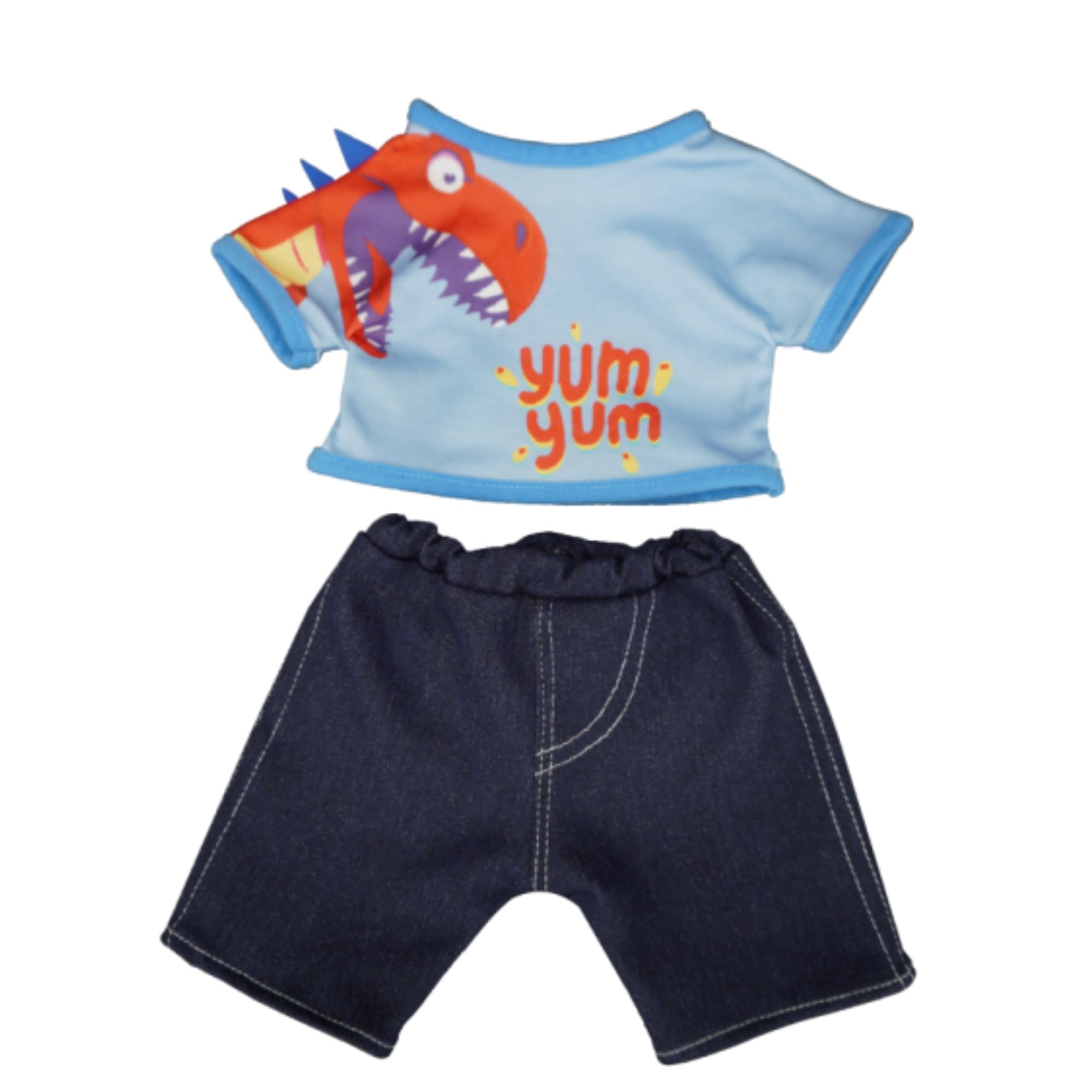 16 inch Dinosaur Yum Yum T-Shirt and Jeans - Teddy Bear Clothes - Size: 16 inch/40cm fits Build a Bear, 16 inch - 40 cm