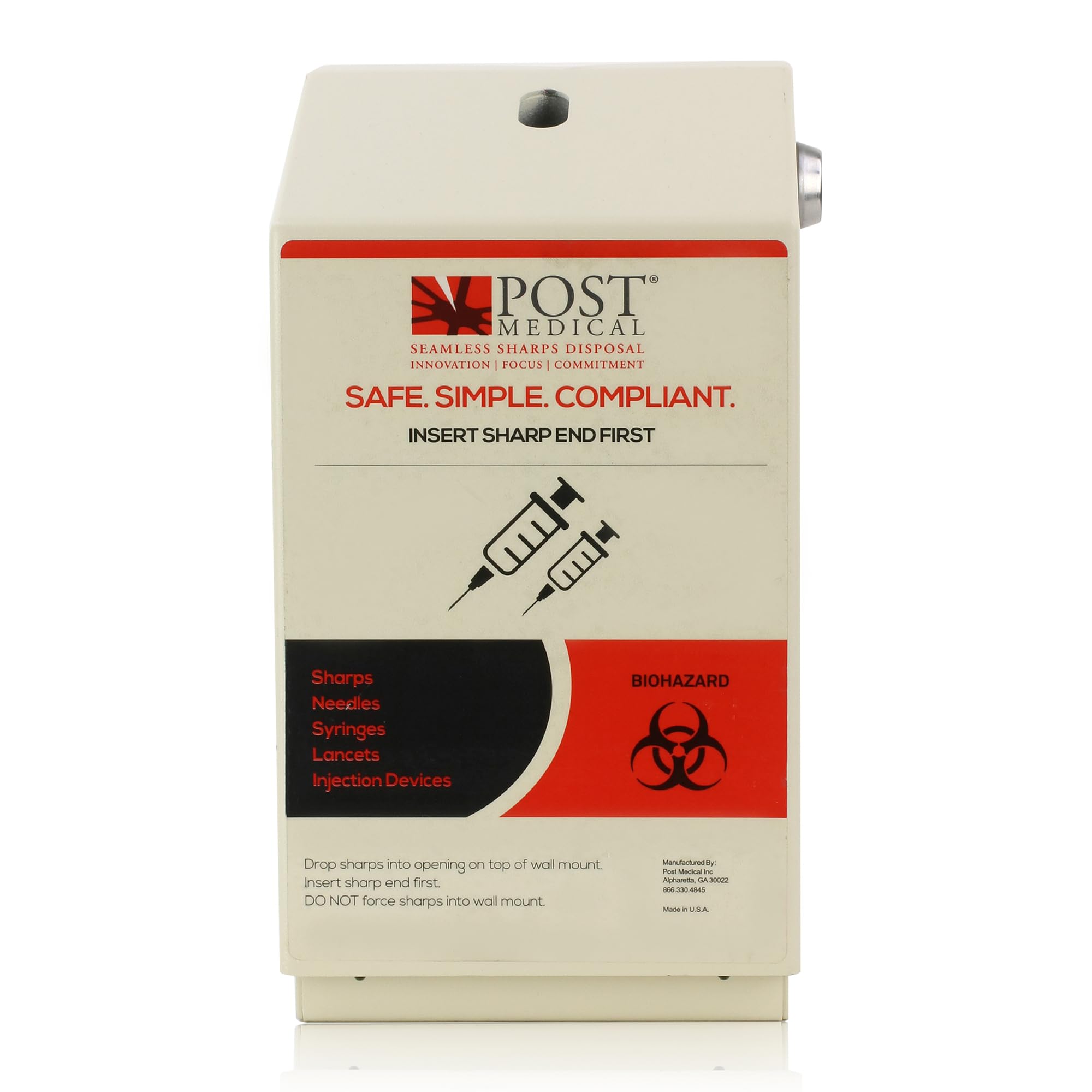 Sharps Cabinet, Sharps Smaltimento Container Stoccaggio, Sharps Container Montaggio a parete per 1 litro Post Medical Biohazard Containers, Sharps Container con Lock & Key, polvere
