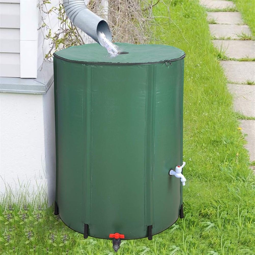 Barile per La Raccolta dell'Acqua Piovana Pieghevole con Rubinetto E Rete Superiore, Barile Portatile per La Raccolta dell'Acqua Piovana dalla Grondaia