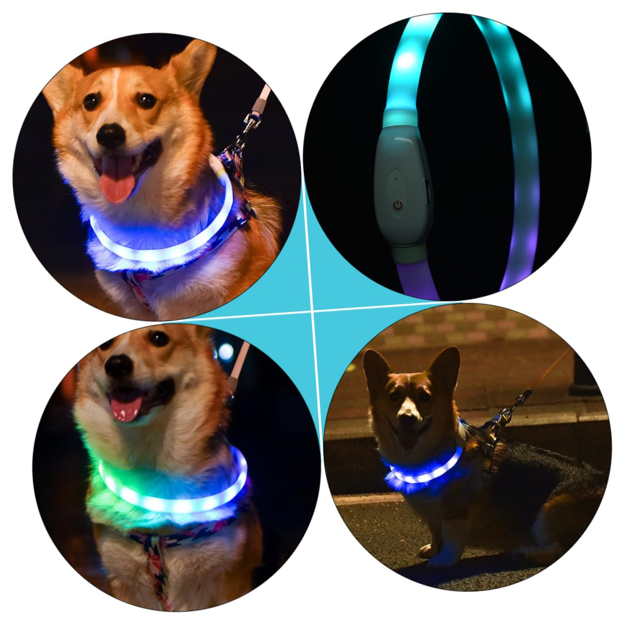 Angoily 3 Juegos Collar De Brillo para Mascotas Collar Perro Pequeño Luz Intermitente Batería Integrada USB
