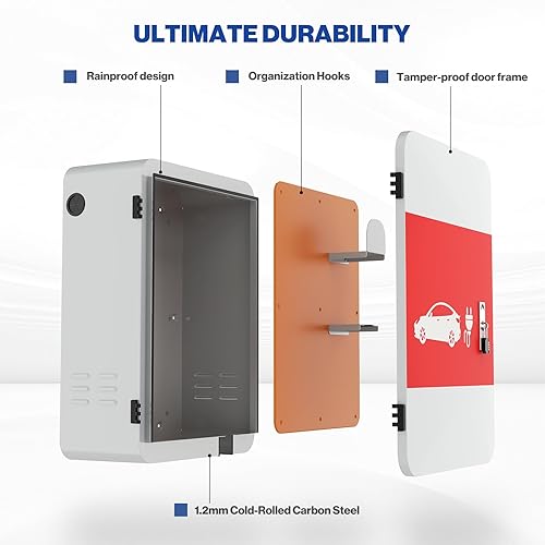 Miniatura 3 de POCHAR Protector de cubierta de cargador de vehículo eléctrico EV para Tesla Modelo Y Modelo 3- Conector de pared Estación de carga de acero EV