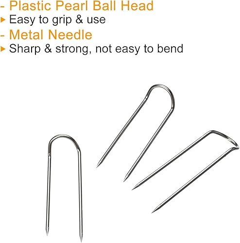 Miniatura 4 de PATIKIL U-Pins, paquete de 100 pines de horquilla de bloqueo de aguja de acero para costura de tela artesanal, color plateado