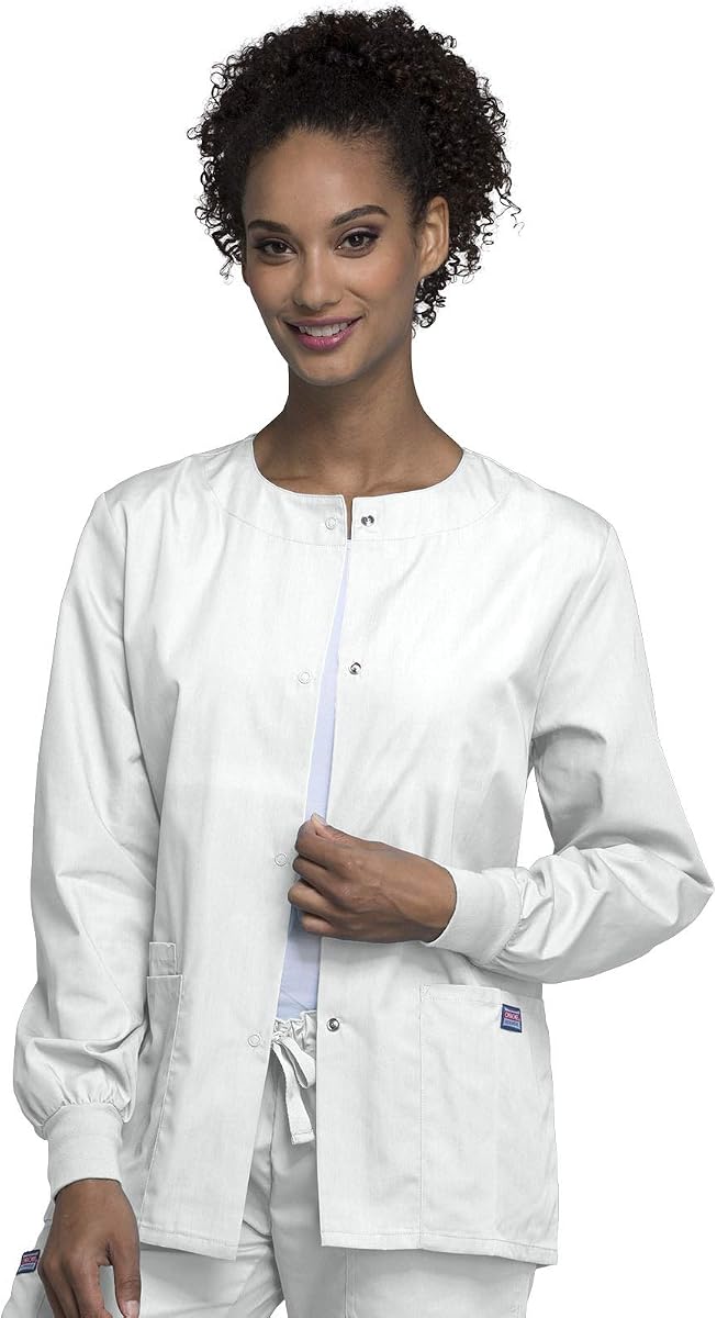 Cherokee WW Originals Scrubs Jacket for Women Snap Front 3 Pockets