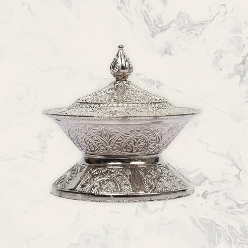 Miniatura 8 de Alisveristime Azucarero tradicional otomano turco hecho a mano con tapa (diámetro 3.34 pulgadas, longitud 3.54 pulgadas), motivos intrincados, ideal