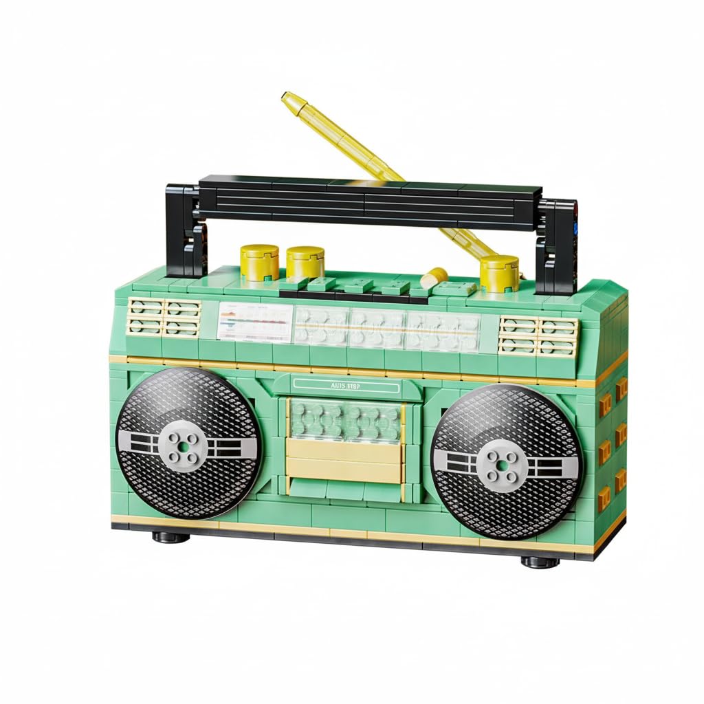 Vintage Radio Building Block Toy Set, Creative Retro Radio MOC Model Brick Kit, Openable Cassette Compartment and Movable Antenna, 781 PCS, Gift for Kids and Adults | 6 Months Structural Warranty-image-12