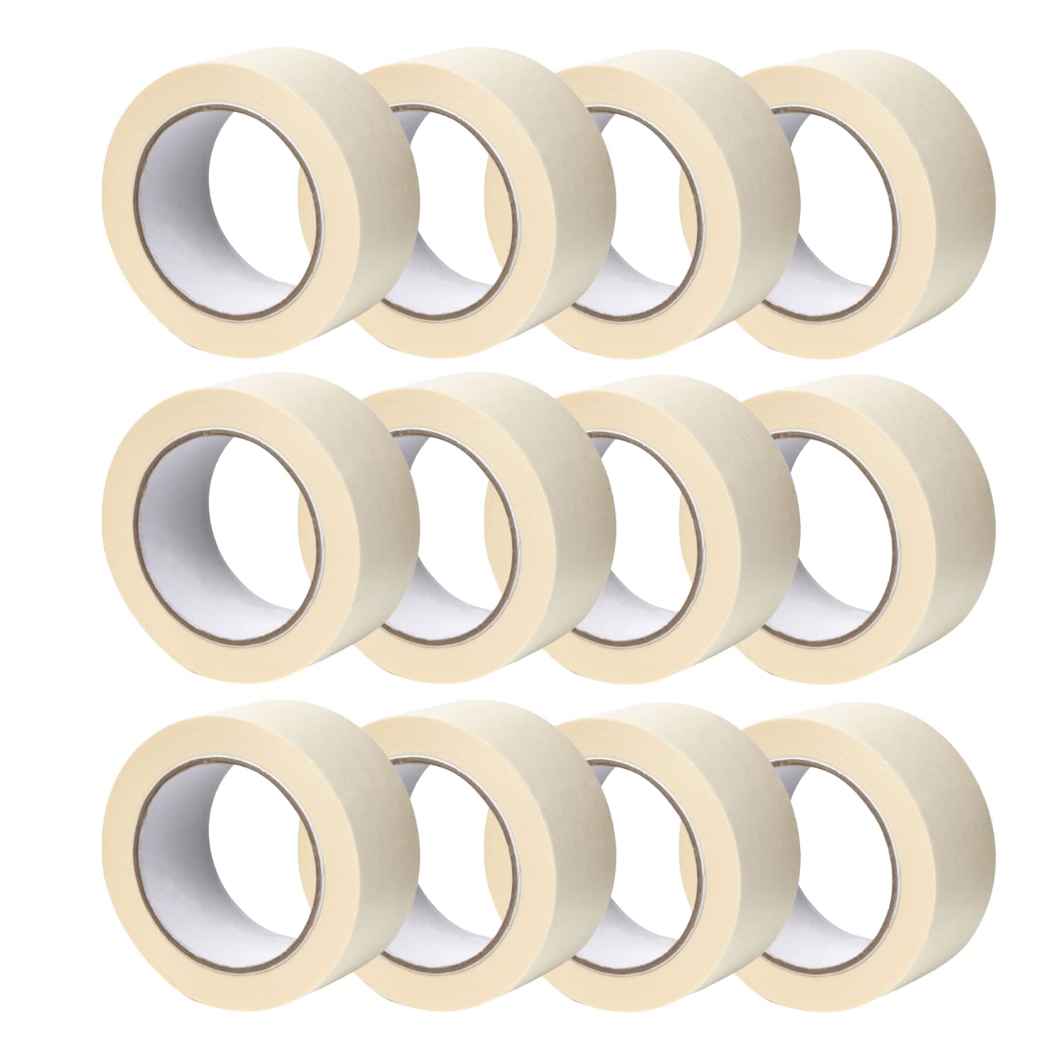 Gocableties Masking Tape, 50mm (2”) x 50m, Cream Painters Tape for Painting, Decorating and DIY, 12 Rolls — image 1
