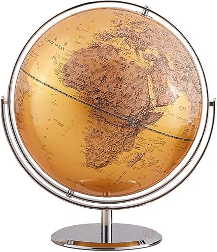 KRXSOBNV Globe, Educational Geography Desktop with Golden Ocean and Standing 720° Rotating 12 Inch Clear Text Marking