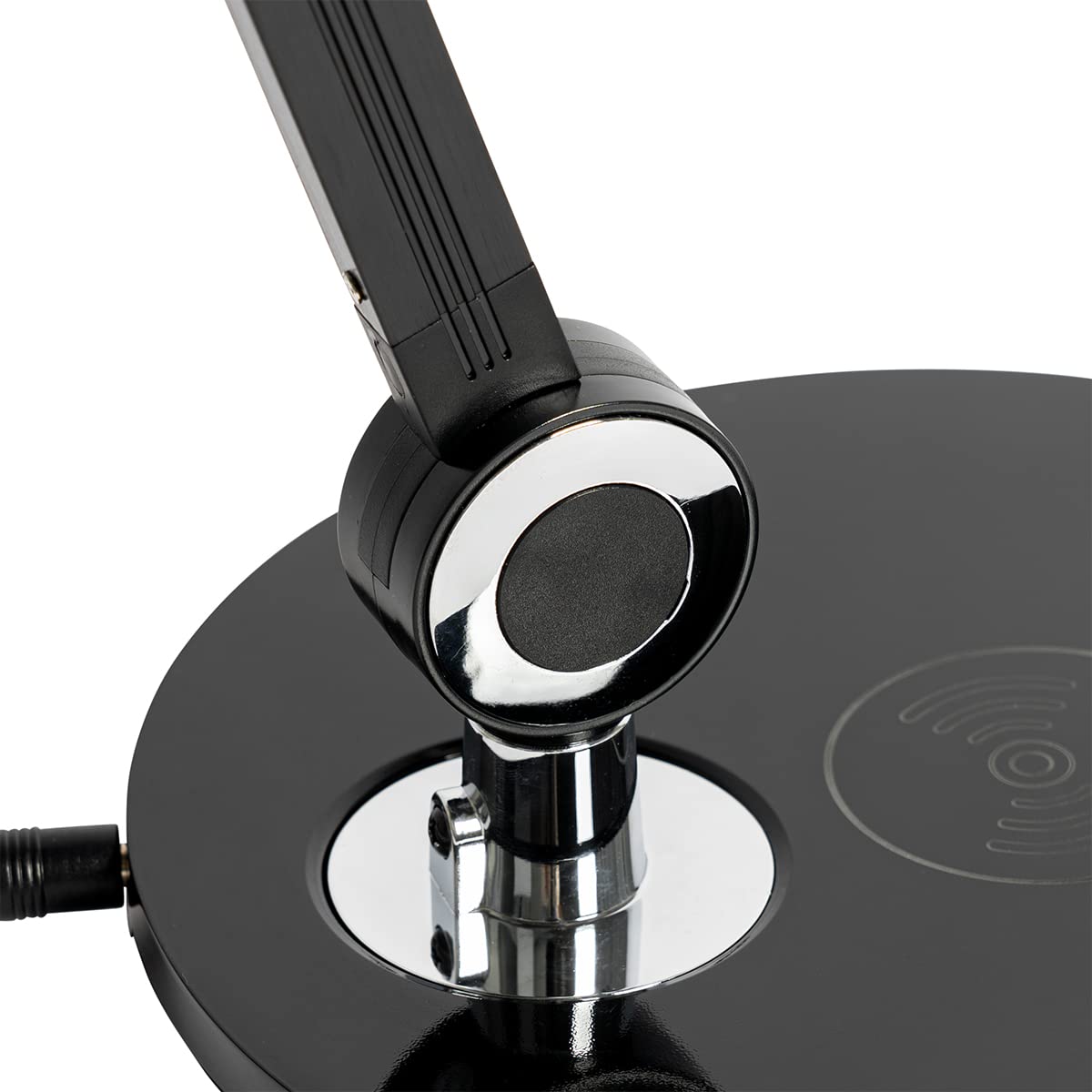 QAZQA Moderno Lámpara de mesa de diseño negra con LED táctil y cargador de inducción - Don Plástico Redonda Incluye LED Max. 1 x 10 Watt