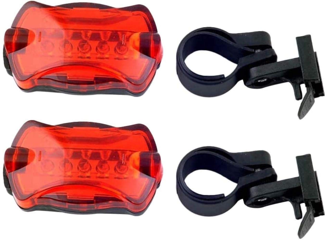 Solide 2 Stück Fahrrad Rücklicht Wasserdicht 5 LED Fahrrad Rücklichter Fahrrad Sicherheit Warnleuchte Bremslicht Blinker Licht für Radfahren (Rot) Langlebig