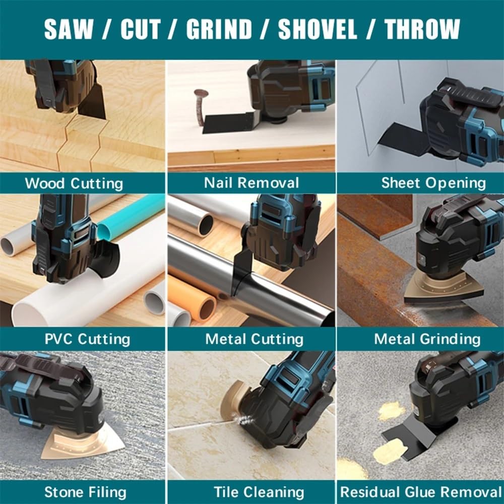18V bezszczotkowy elektryczny bezprzewodowy oscylacyjny Multitool Home DIY trymer piła renowator elektronarzędzie do obróbki drewna pasuje do akumulatorów Makita(SET-A)