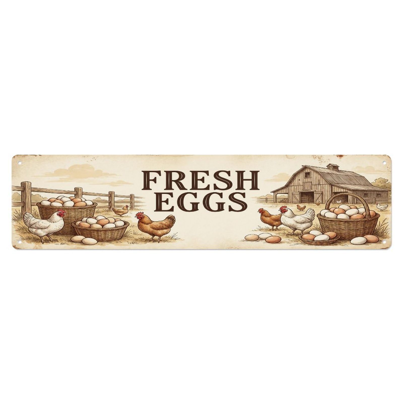 Vintage Yard Eggs Farmhouse Funny Hen Backyard Farm Metal Tin Sign Plaque Wall Decor for Cafe, Club, Garden Metal Poster 4x16Inch