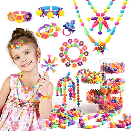 Joyjoz Pop Beads, 550pcs Niños Bricolaje Conjunto de Cuentas, Kit de Fabricación de Joyería DIY Bricolaje para Niños de 3, 4, 5, 6, 7, 8 años