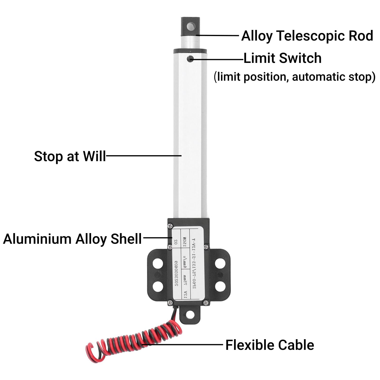 Actuador Lineal Eléctrico 75mm 150N 12V Aleación de Aluminio Mini Motor