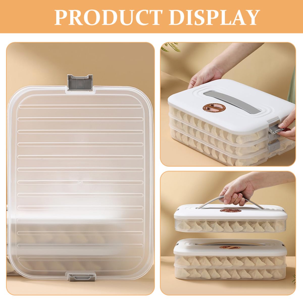 Homoyoyo Caja de Almacenamiento para Congelador de 3 Capas Tapa, Organizador Fácil de Usar para Carne y Mariscos, Material Pp Blanco, Adecuado para Refrigeradores