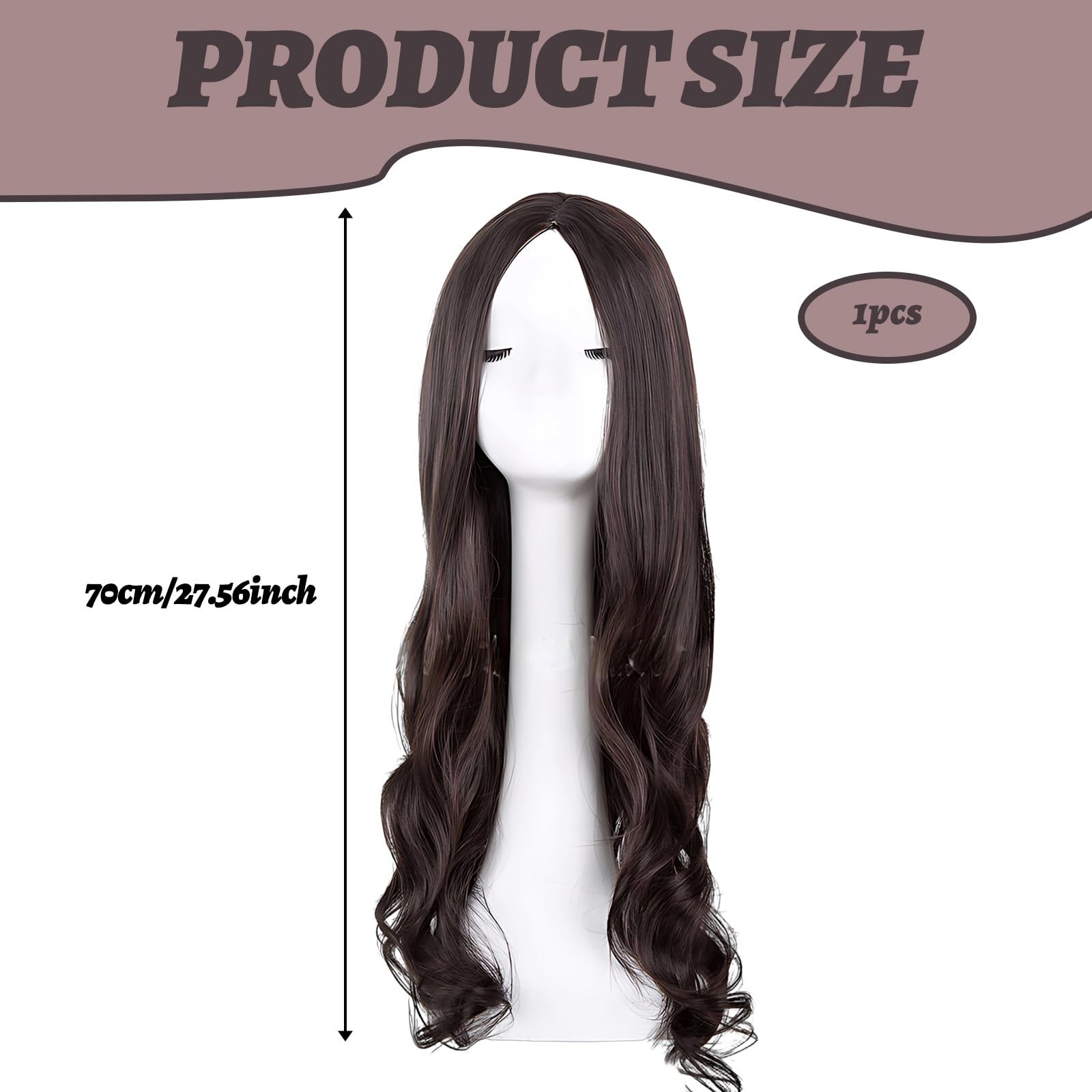 Brown Wigs for Women 1 Pcs Ladies Wigs, 70 cm Long Brown Wig - Image 2
