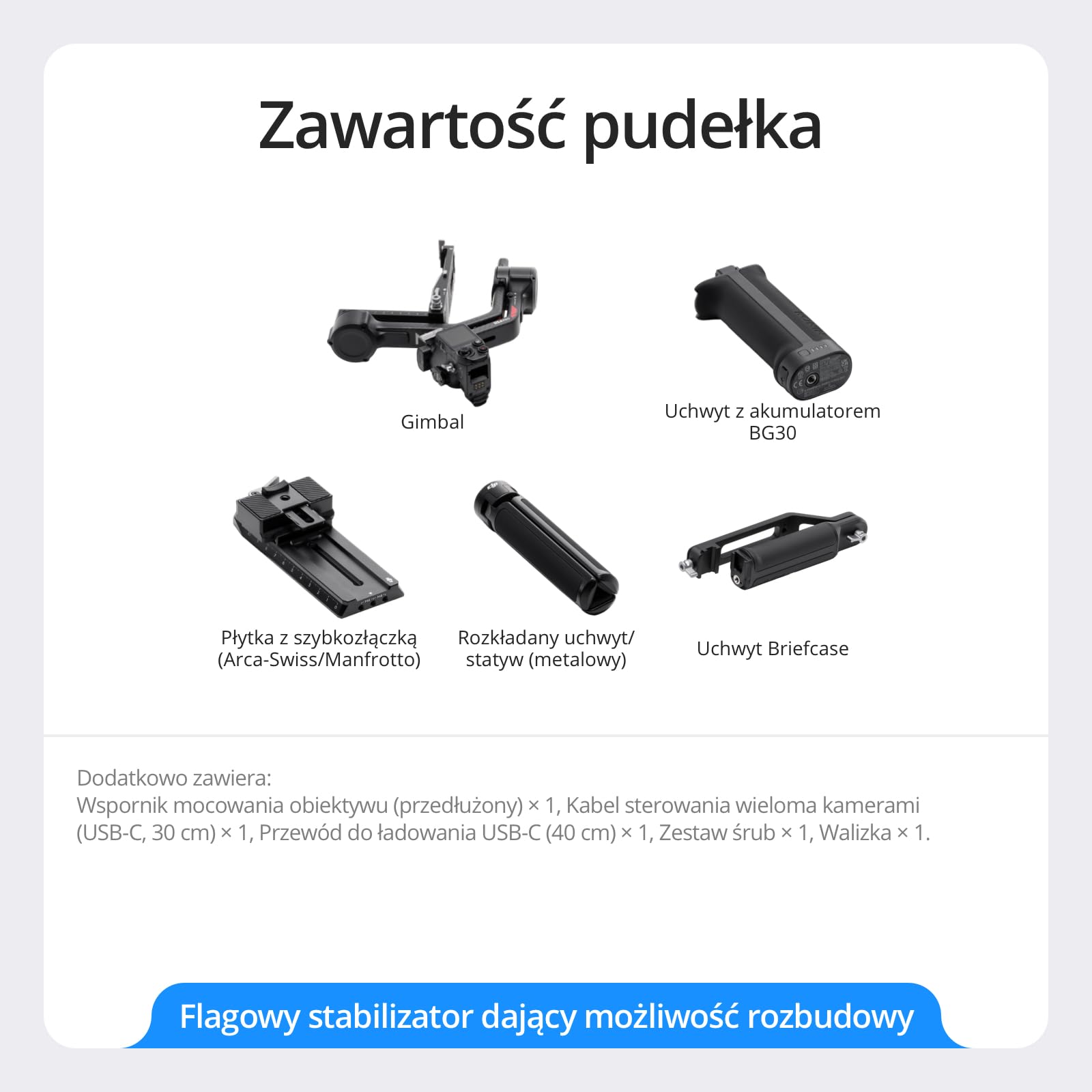 DJI RS 4 Pro, stabilizator gimbal do lustrzanek i kamer kinowych | 4,5 kg udźwigu, natywne nagrywanie w pionie 2 gen., silniki Dual Focus i Zoom