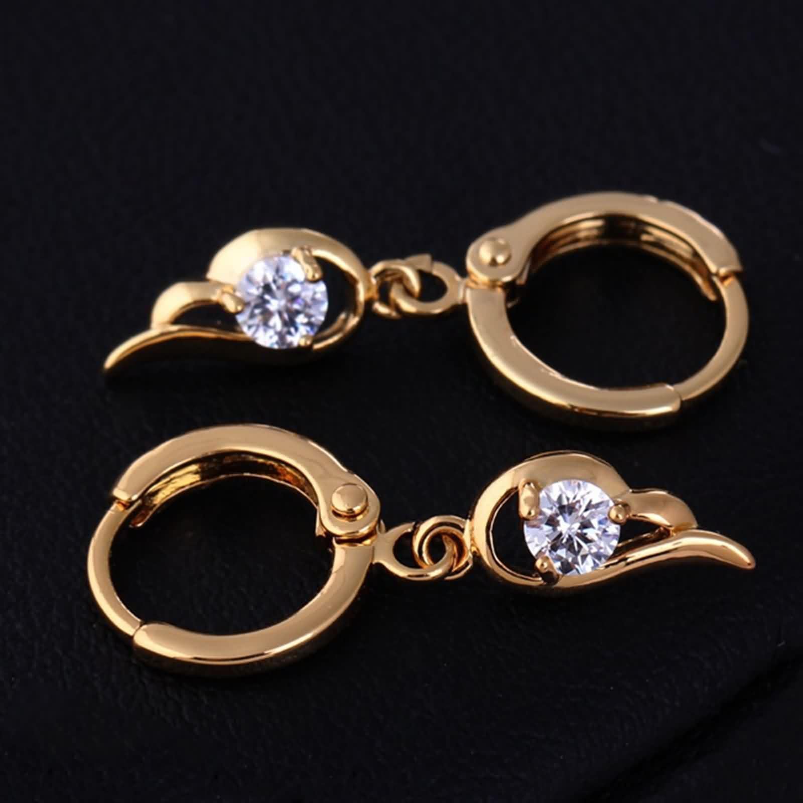 Pendientes de oro auténtico para mujer, oro de 18 quilates 750, pendientes de aro de moissanita, pendientes de gota de aro, oro amarillo Au750, pequeños