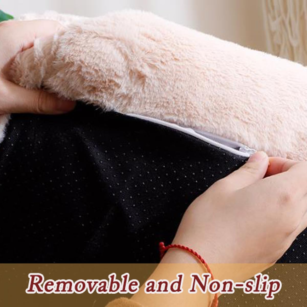 Sofá cama suave para mascotas, sofá cama para gatos y perros con cremallera y almohada, cojín lavable para muebles de mascotas, colchón ortopédico antideslizante y calmante (90 x 48 x 27 cm
