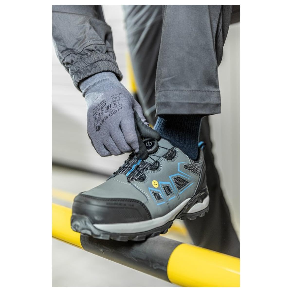 Högert Technik, Fulde Sicherheitsschuhe Lace System S3s SR FO ESD Grau/Blau 42, Scarpe Antinfortunistiche, Grigio Blu, EU