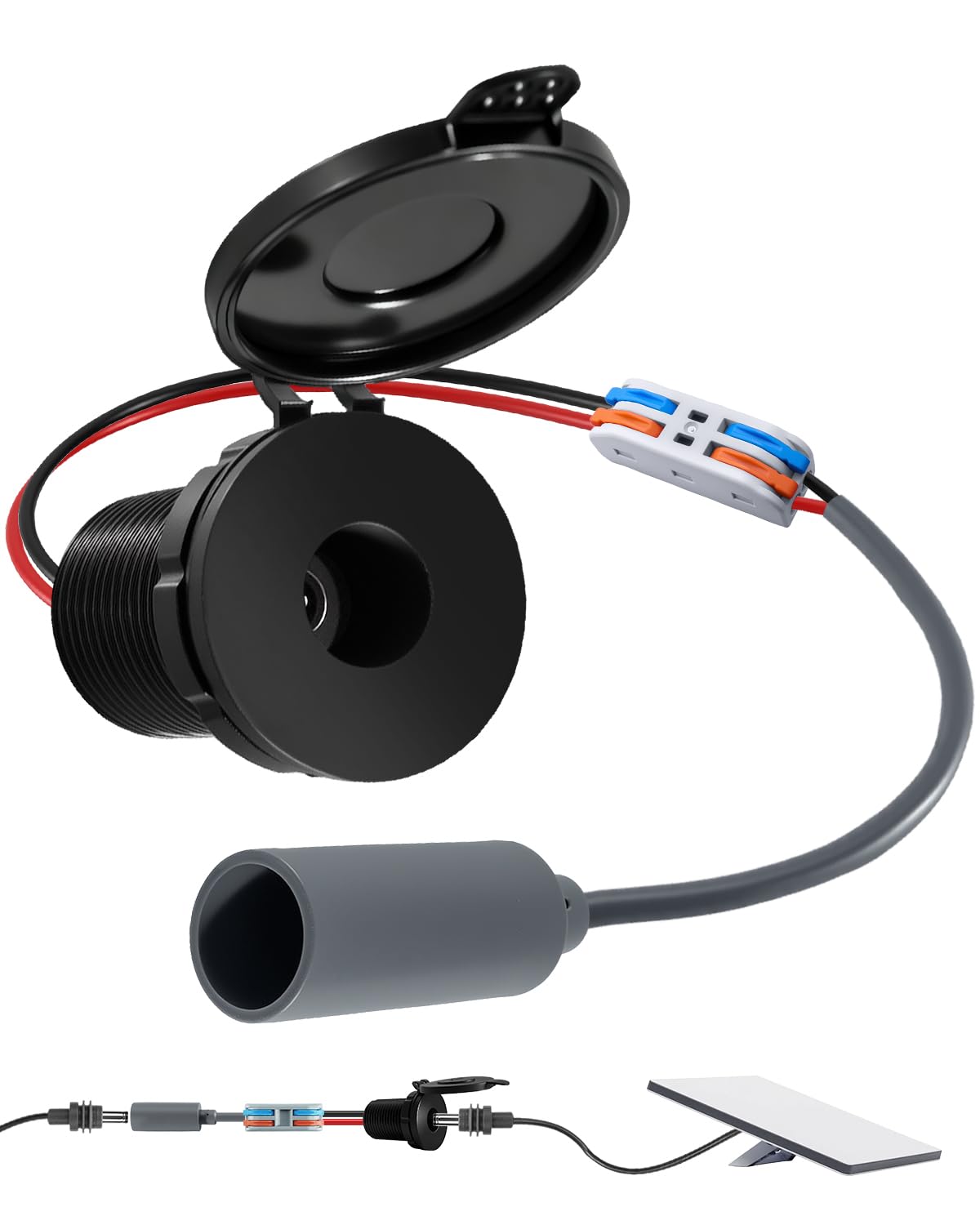 Starlink - Mini adattatore DC per camper, con copertura impermeabile e spina femmina, adattatore di alimentazione per montaggio a pannello 5521, installazione integrata per camper, barca, cruscotto
