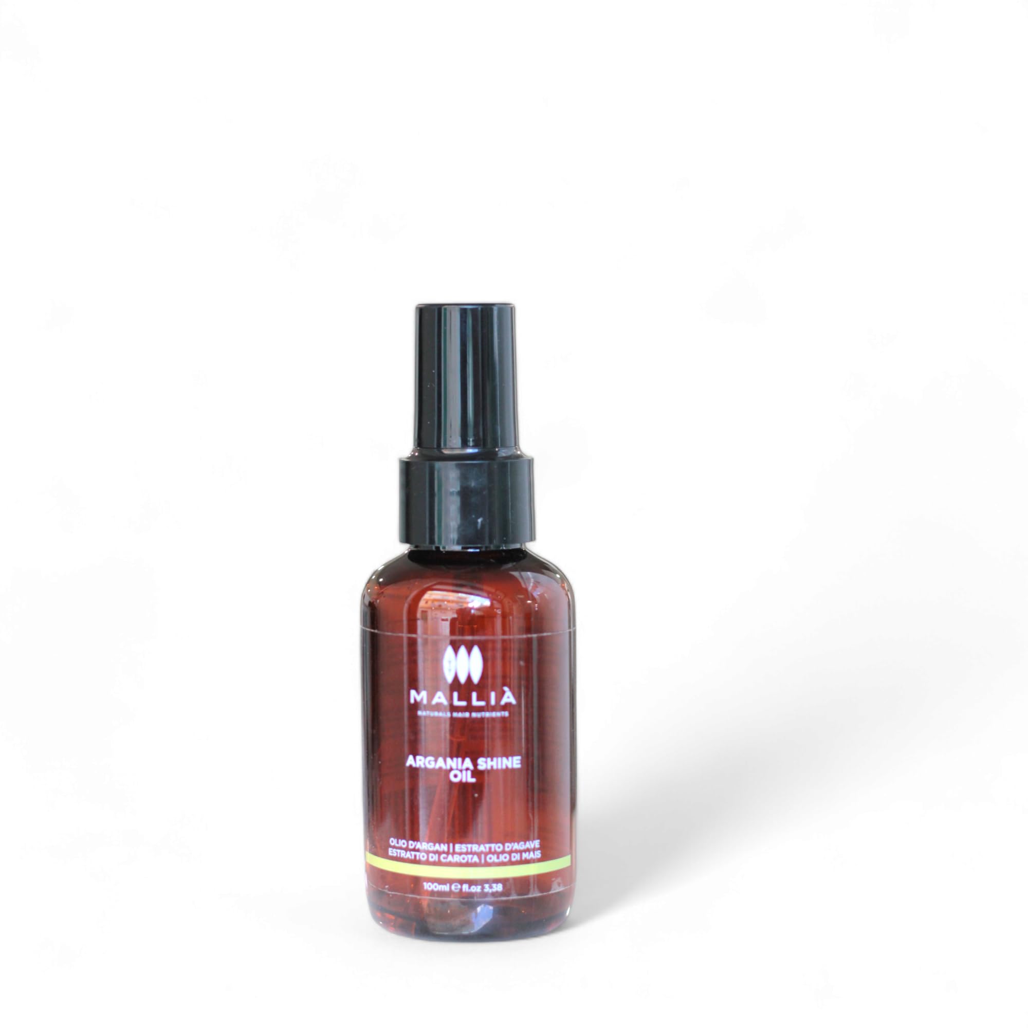 Mallià Argania Shine Oil Arganöl für Haare, flüssige Kristalle gegen Frizz, Politur und Versiegelung mit Doppelspitzen, 100 ml