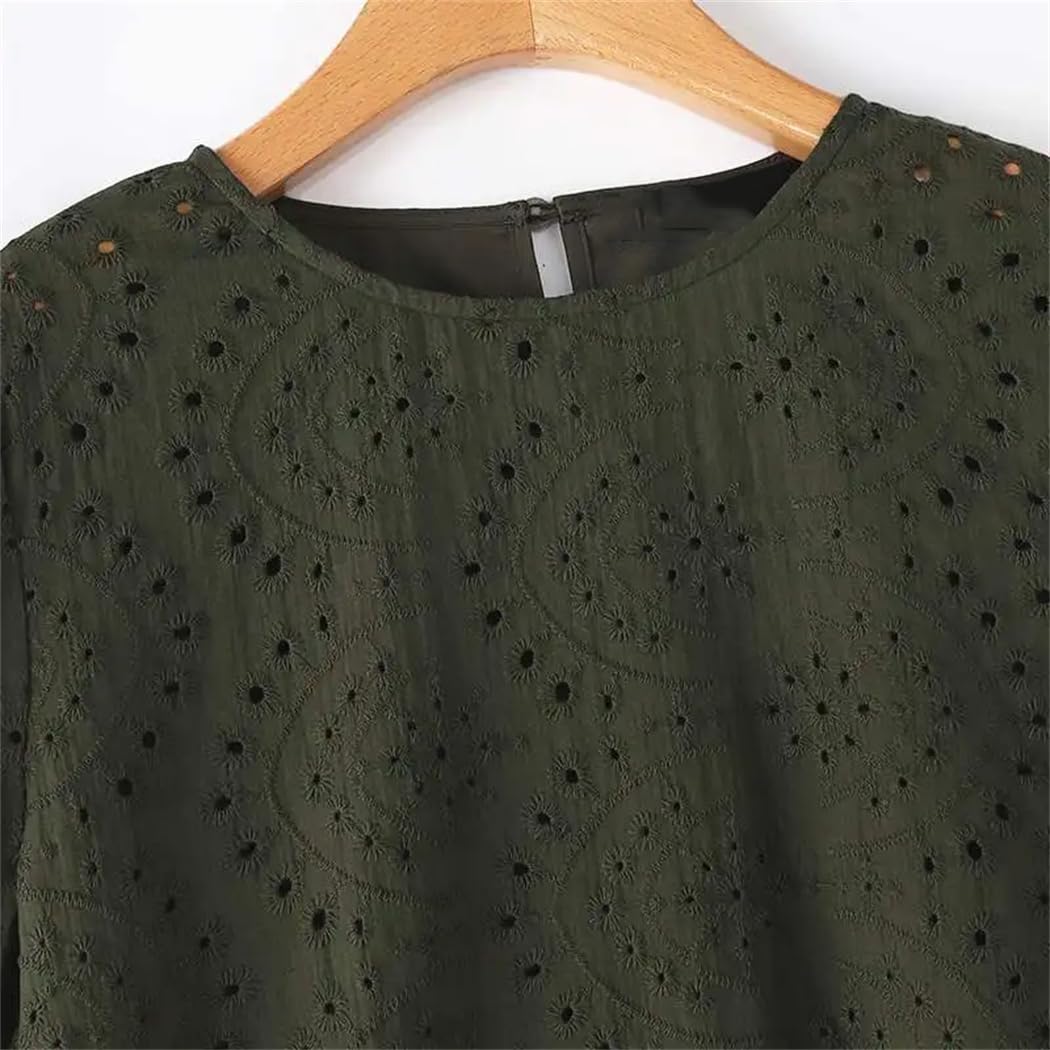 Camicetta da lavoro da donna, alla moda, estiva, con maniche a 3/4, traforata, in pizzo, all'uncinetto, con
