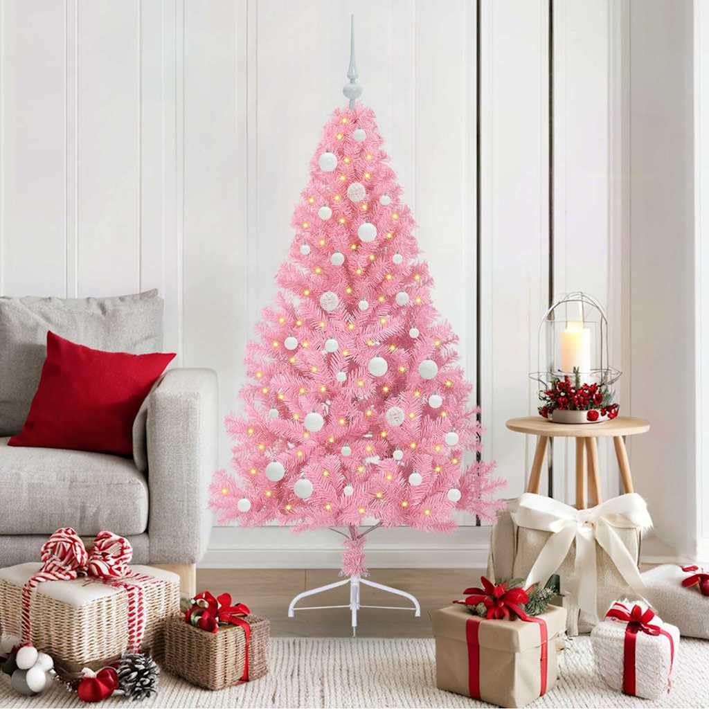 vidaXL Árbol de Navidad Artificial Preiluminado Rosa 150 cm PVC