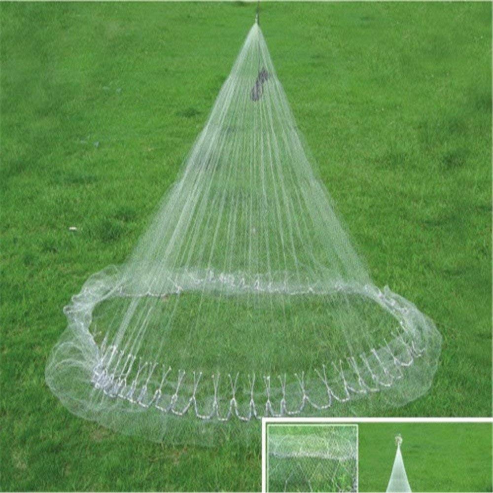 Nylon Monofilament Fishing Cast Net, Freshwater Saltwater Hand Throw Bait Casting Nets for Fishing 4ft/5ft/6ft/7ft/8ft/9ft/10ft/11ft/12ft, 3/8in Mesh