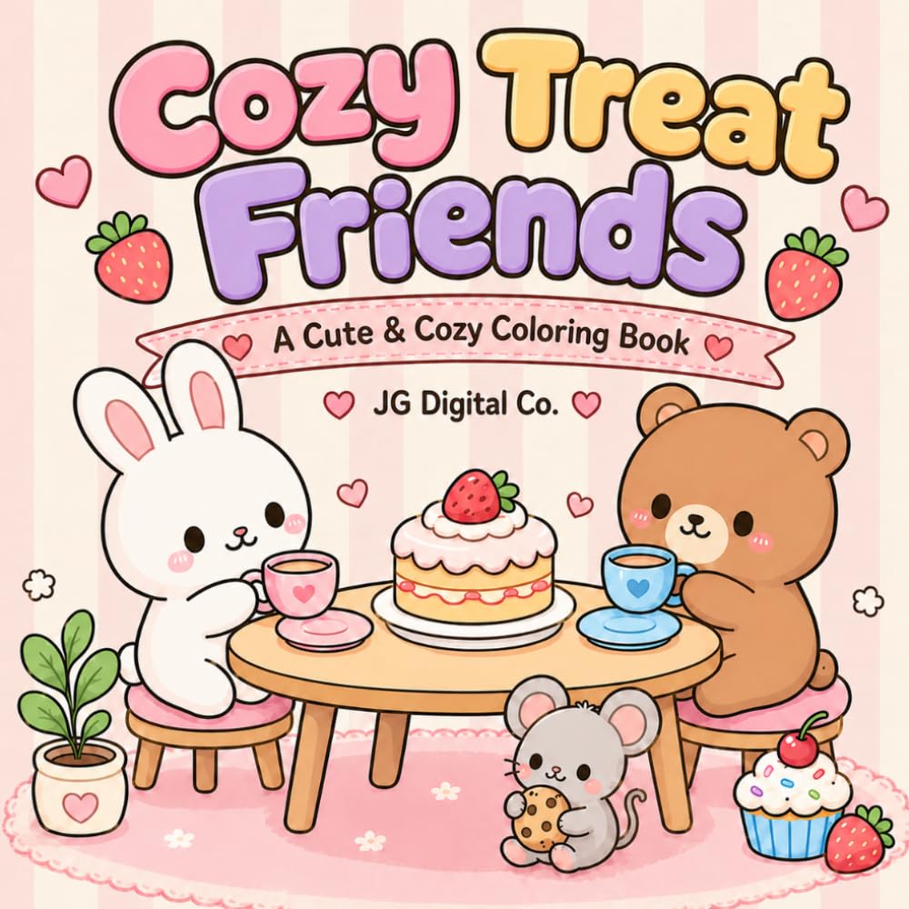 Cozy Treat Friends: A cute and sweet coloring book