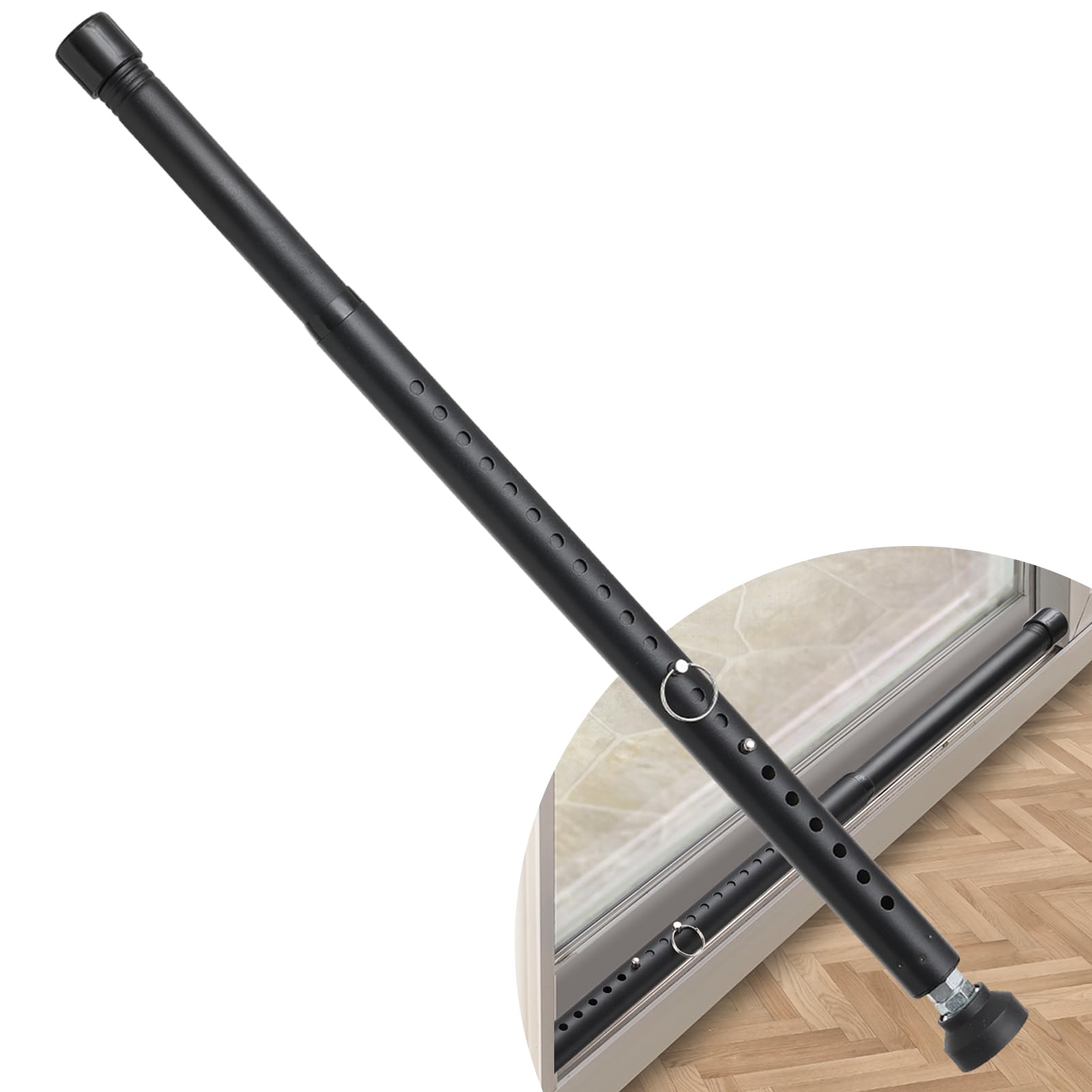 DIIG Sliding Door Security Bar, 17.7-50.5inch Heavy Duty Adjustable Sliding Patio Door Lock Bar with Rubber Tips,Diameter 1inch Window Security Bar for Home Apartment Travel Children Women (Black)