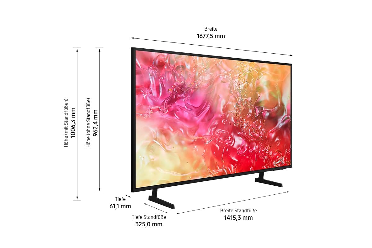 Samsung Crystal UHD Fernseher 4K DU7179, 75 Zoll (189 cm), PurColor, Upscaling, Gaming Hub, Prozessor, Tizen OS, Smart TV, Alexa, 3D Surround Sound & Q-Symphony, 2024