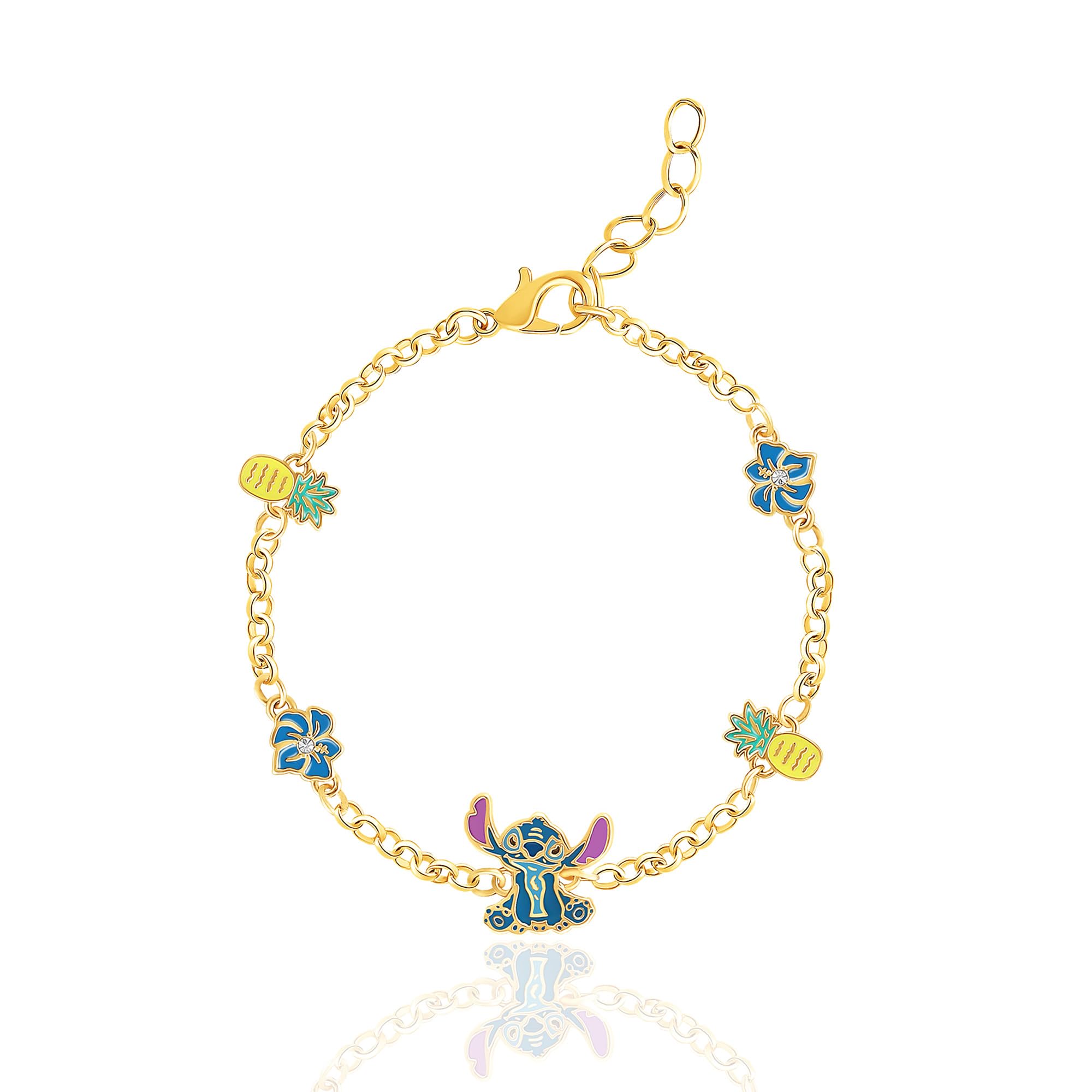 Disney Women’s Stitch Charm Bracelets – Officially Licensed Flash-Plated Fashion Jewelry Stitch Charms