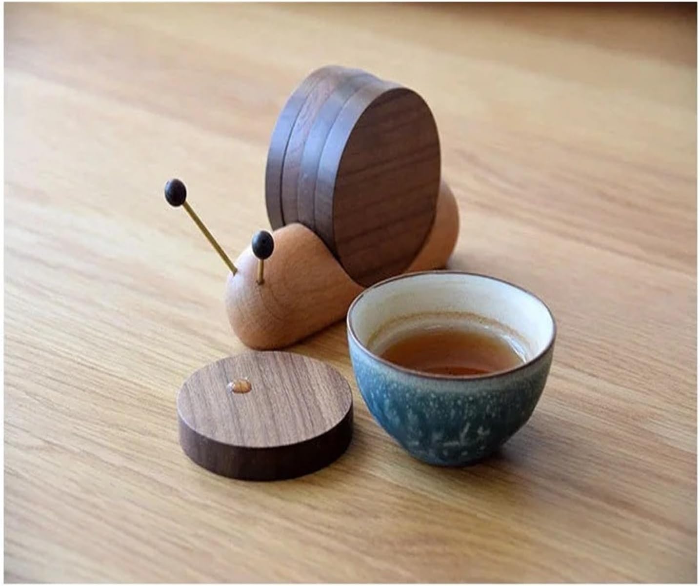 1 Set Wood Cup Mat Placemats for Table Snail Shaped Heat Insulation Pad Wooden Tea Coaster Tool Tea Tray Creative Gifts