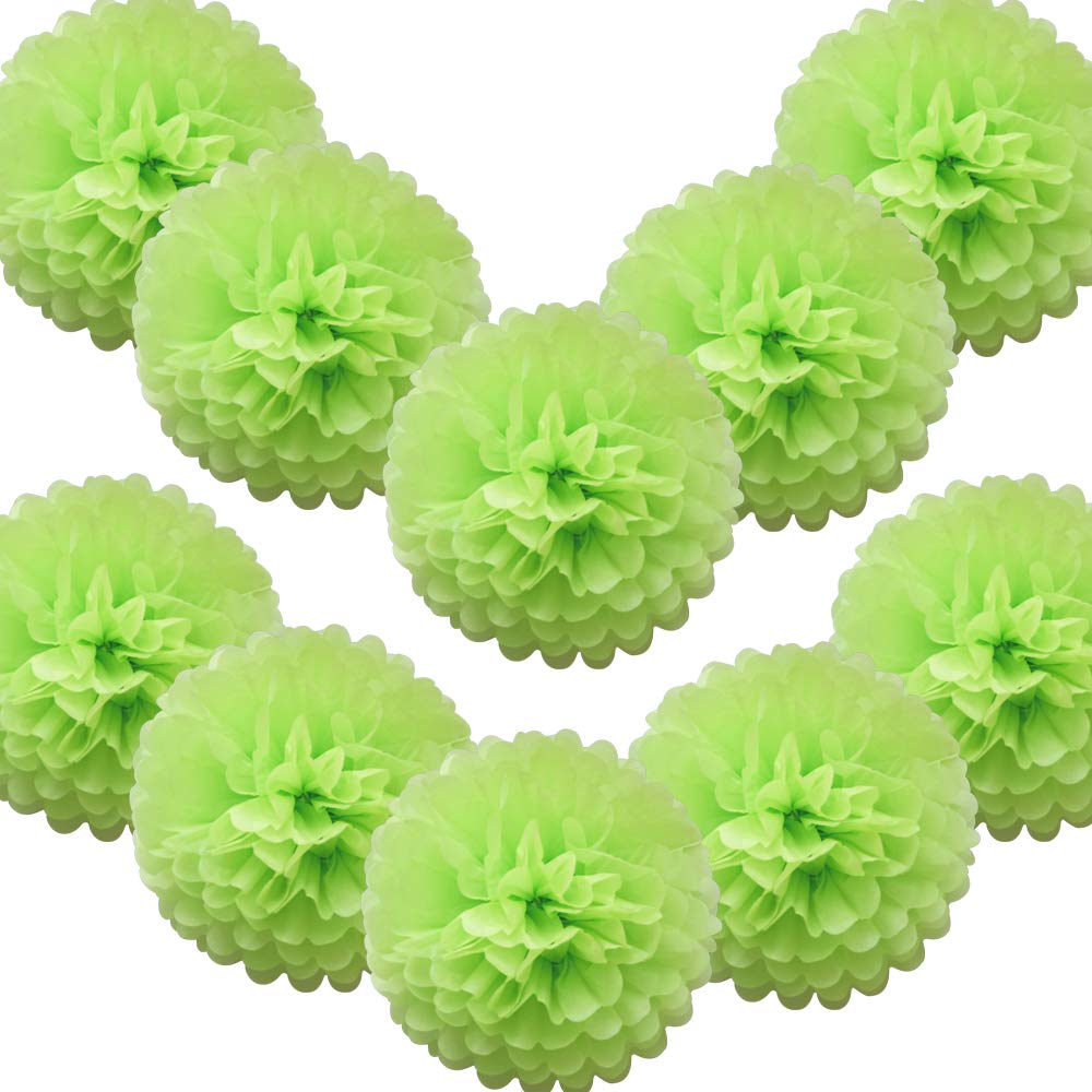 Time to Sparkle 10 Pack Tissue Paper Pompoms Pom Poms Flower Handmade Wedding Party Decorations Balls | Lime, 20"(50cm) | — image 1