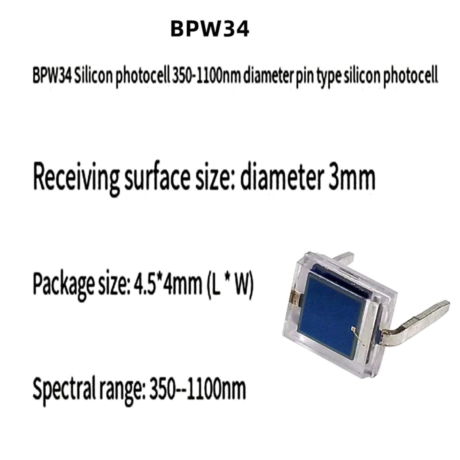 10 pezzi/lotto BPW34 fotocellula al silicio la fotocellula è inserita nel tubo di ricezione a infrarossi del fotodiodo PIN al silicio DIP-2