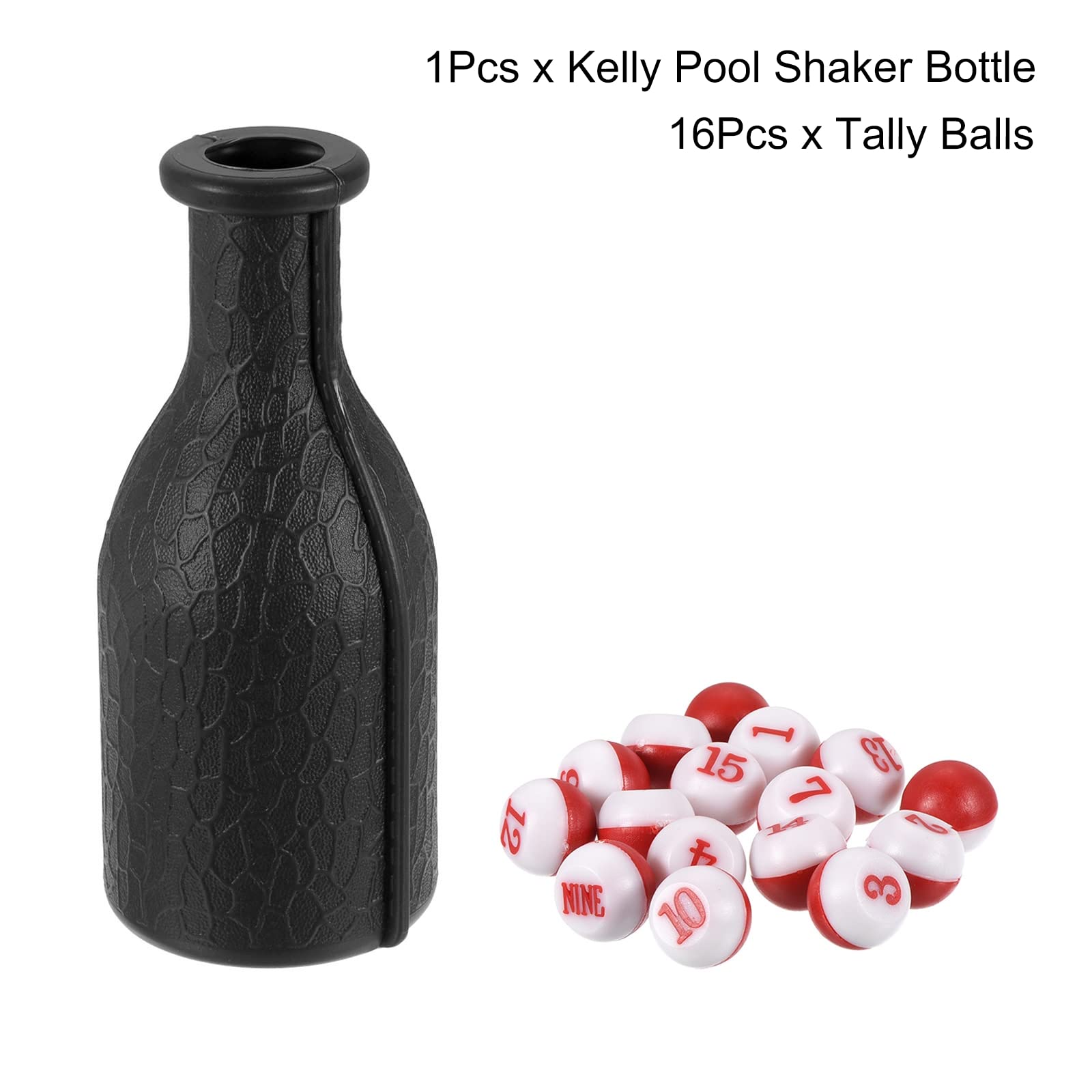 PATIKIL Billiard Kelly Pool Shaker Bottle Plastic with 16 Numbered Tally Balls Peas, Black - Image 3
